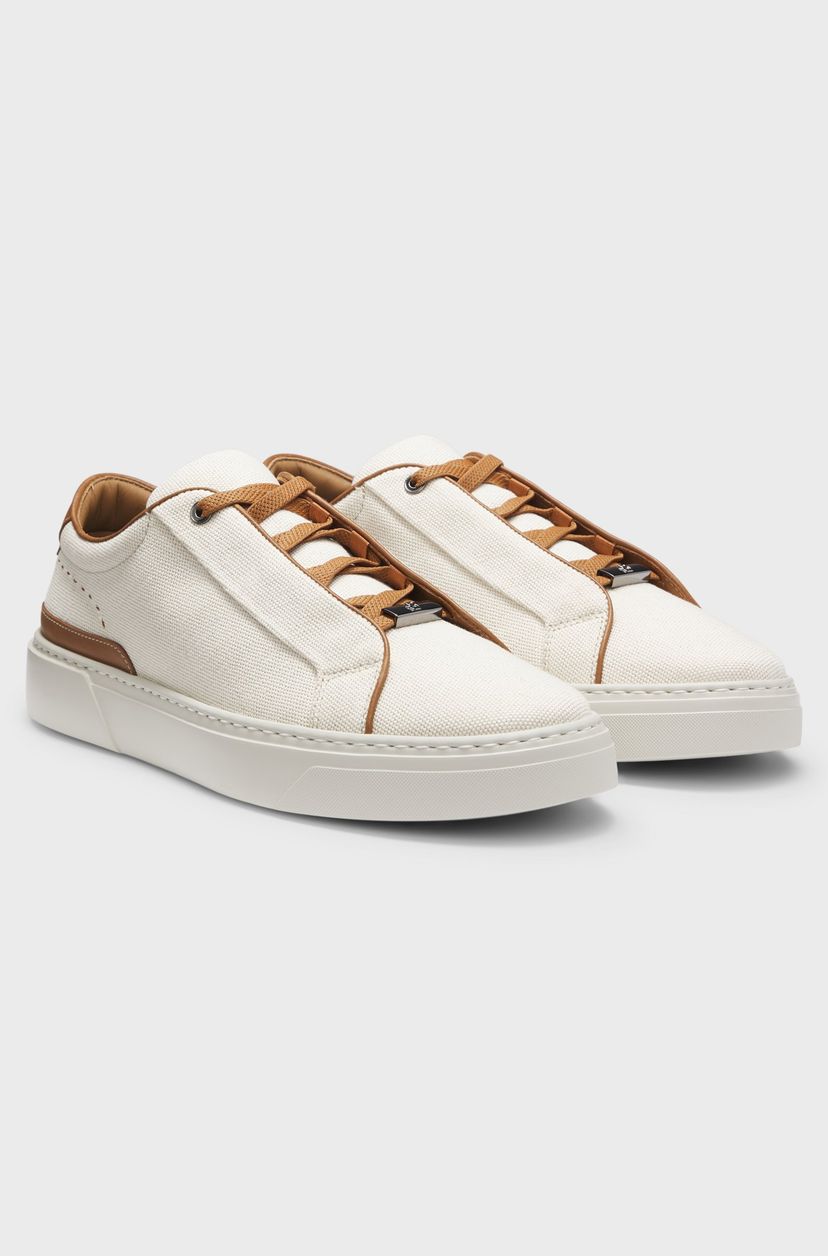 Tenisky Gary s plátěným svrškem a koženými lemováním - Light Beige
