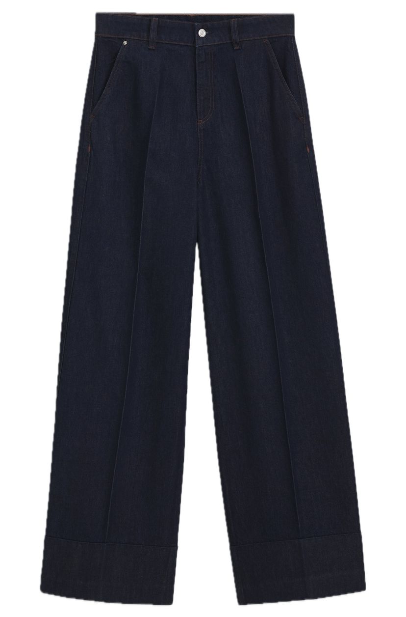 Stylové indigo džíny se širokými nohavicemi