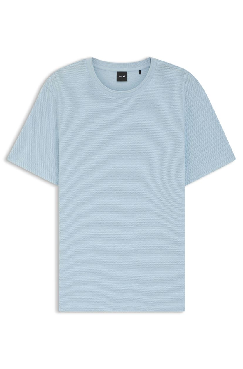 Tričko z bavlnenej zmesi s bublinkovou žakárovou štruktúrou - Light/Pastel Blue