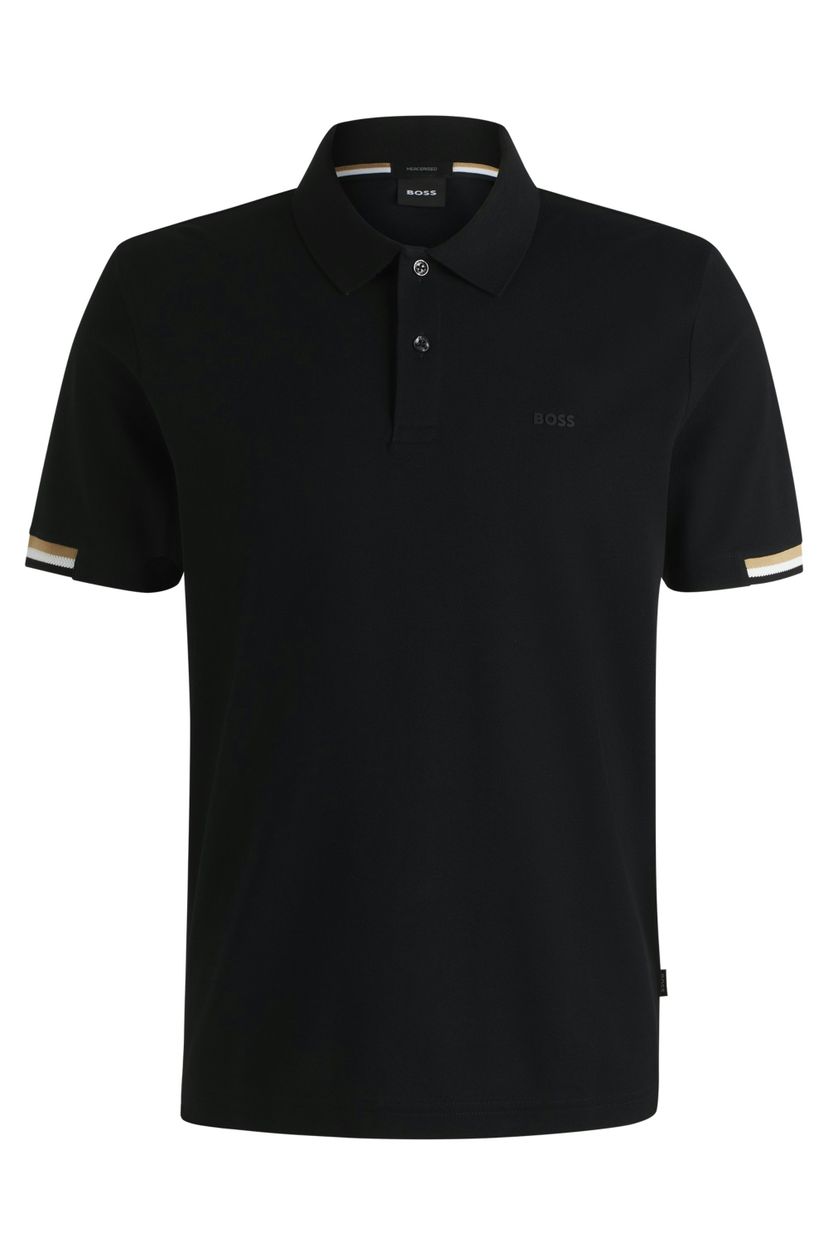 Polo tričko regular střihu s pogumovaným logem - Black