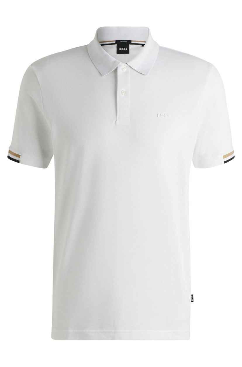 Polo tričko regular střihu s pogumovaným logem - White