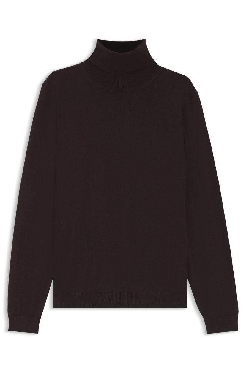 Rolákový svetr v regular střihu z merino vlny - Dark Brown