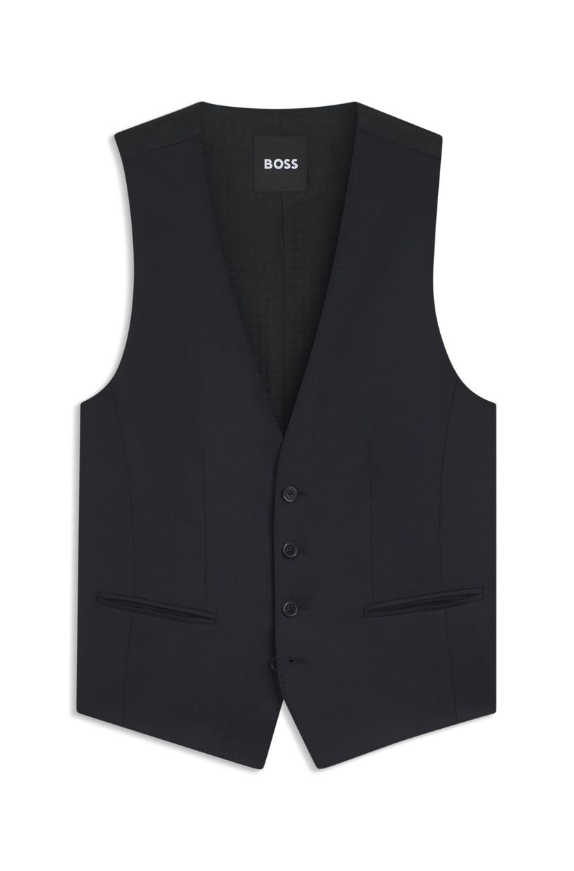 BOSS ONE Úzká vesta z panenské vlny serge - Dark Blue