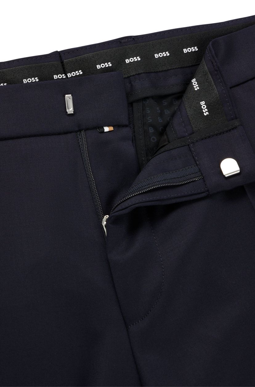Kalhoty slim fit z panenské vlny serge - Dark Blue - galerie #1