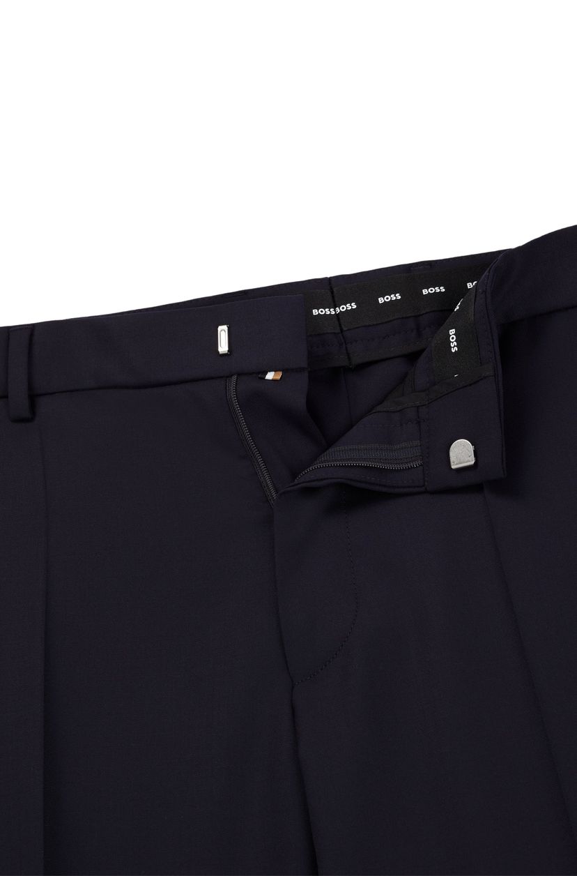 Kalhoty regular střihu z panenské vlny serge - Dark Blue - galerie #1