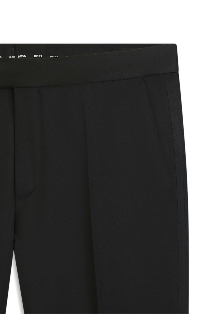 Smokingové kalhoty BOSS ONE slim fit z panenské vlny serge - Black - galerie #2
