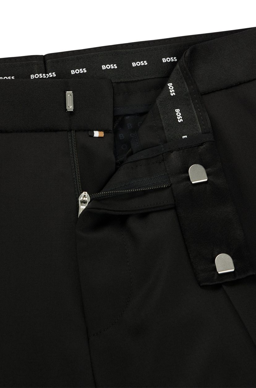 Smokingové kalhoty BOSS ONE slim fit z panenské vlny serge - Black - galerie #1