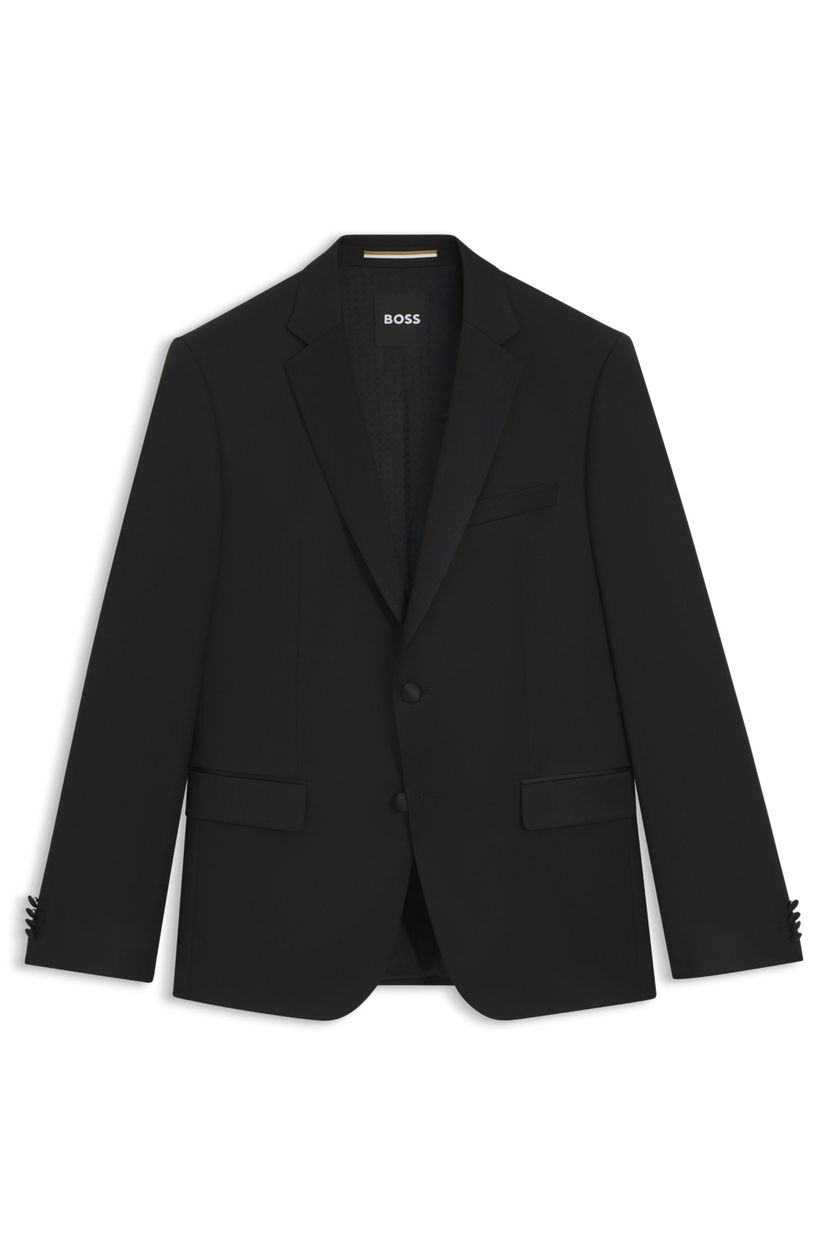 Smokingové sako BOSS ONE slim fit z panenské vlny serge - Black