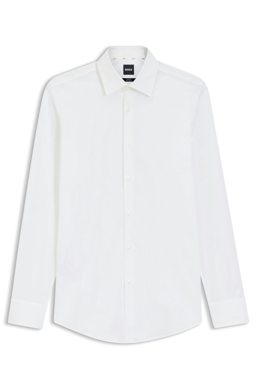 Košile slim fit z pružného bavlněného poplínu, který se snadno žehlí - White