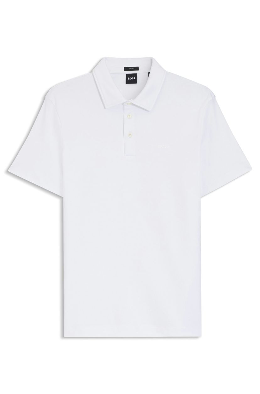 Polokošile slim fit z interlockové bavlny - White