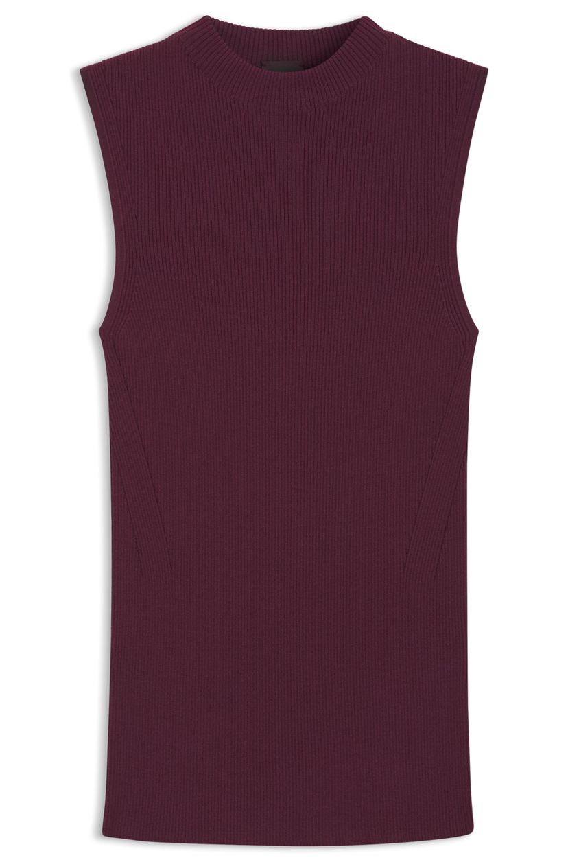 Žebrovaný top s falešným výstřihem - Dark Purple