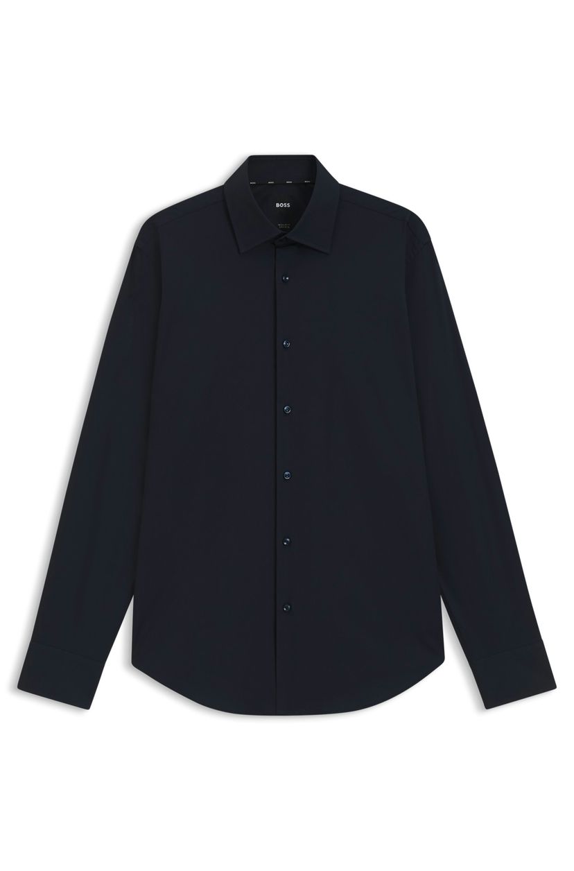 Košile regular střihu z pružného bavlněného poplínu, který se snadno žehlí - Dark Blue
