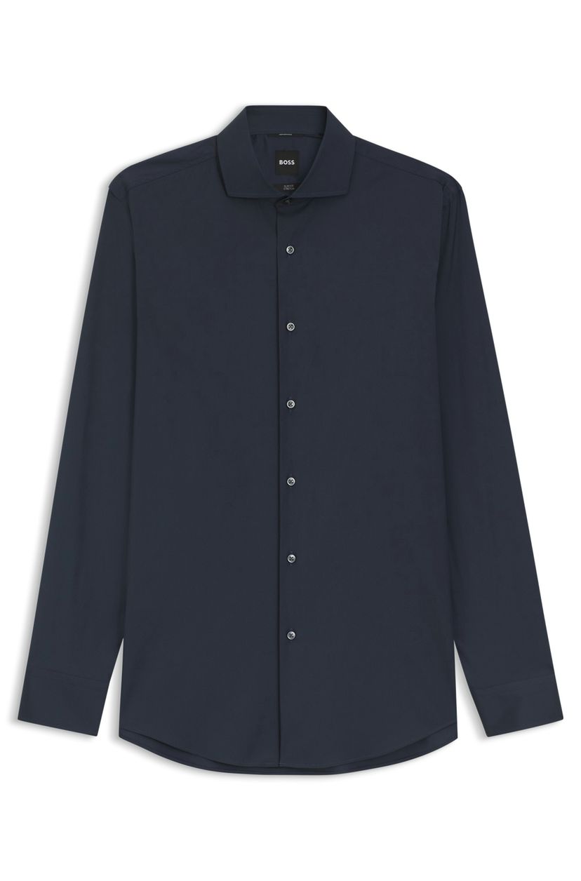Košile slim fit z popelínu s bavlněnou směsí, která se snadno žehlí - Navy
