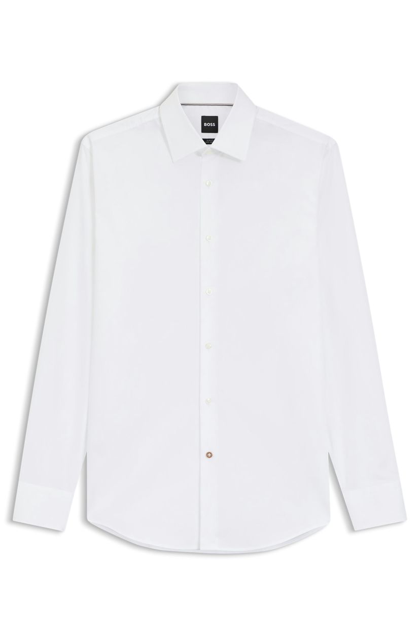 Košile slim fit z bavlněného poplínu, který se snadno žehlí - White