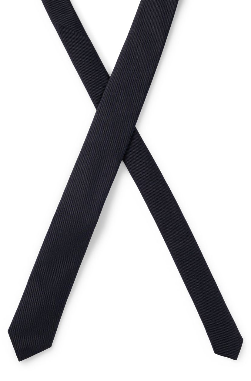Italská kravata z čistého hedvábí a žakáru - Dark Blue - galerie #3