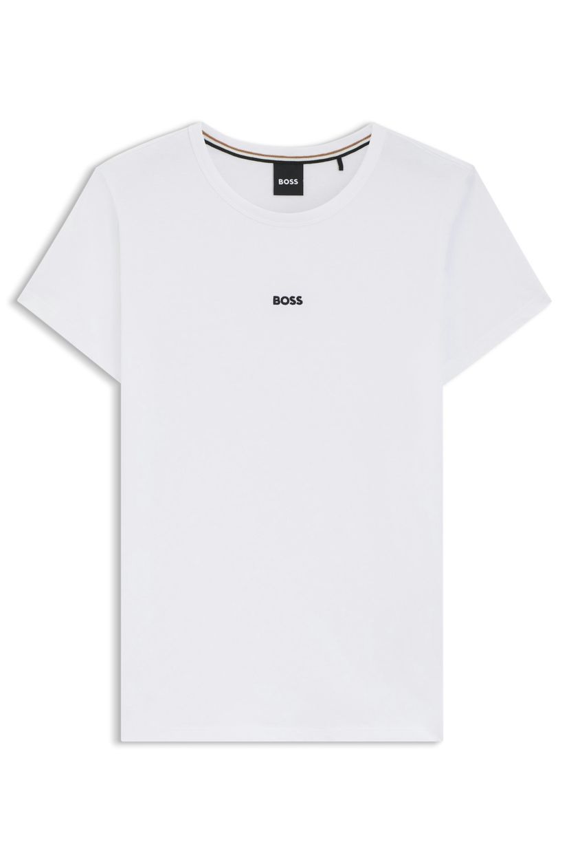 Tričko slim fit z organické bavlny s kontrastním logem - White