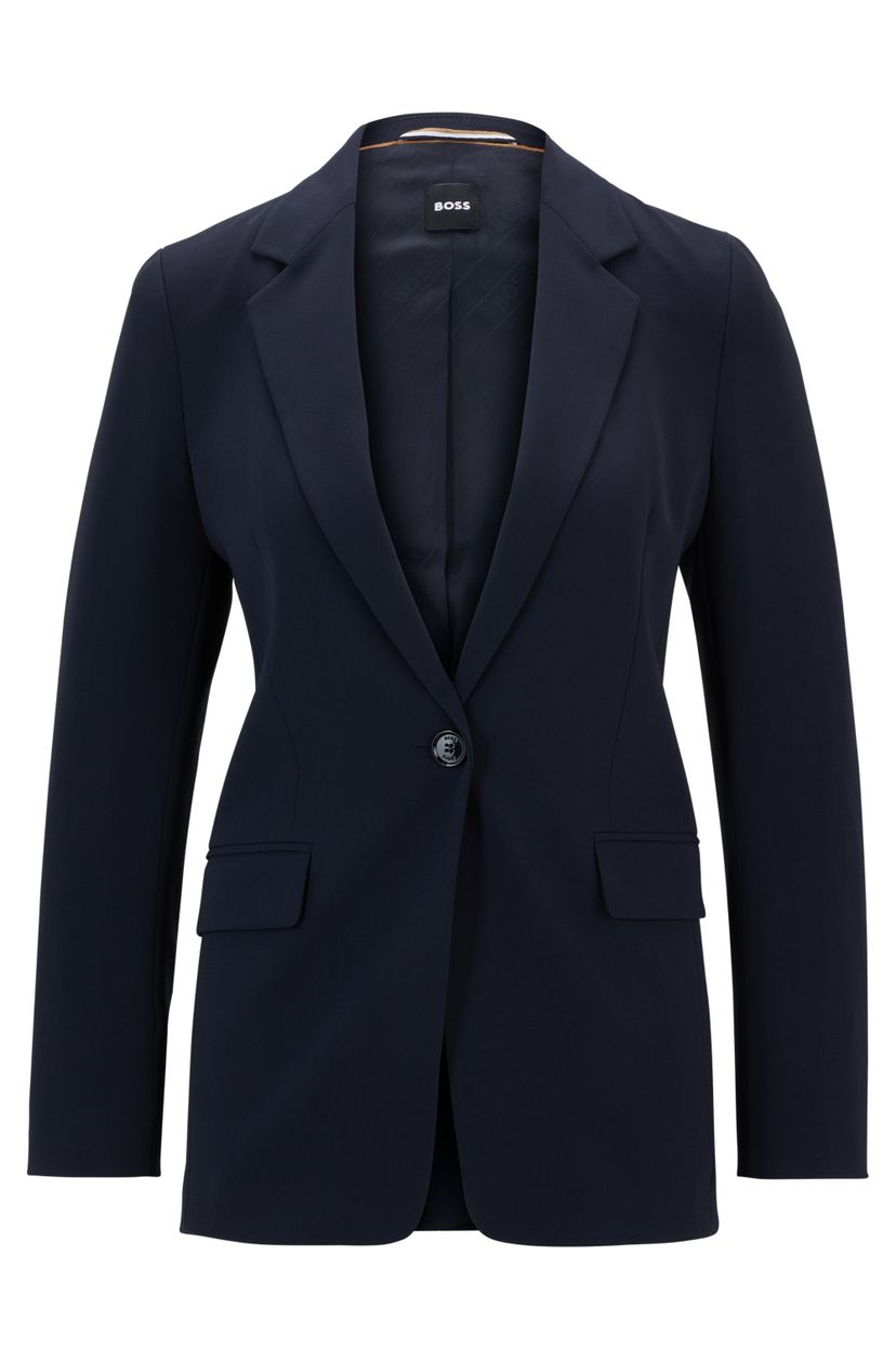 Dámské sako regular střihu z nemačkavého krepu - Dark Blue
