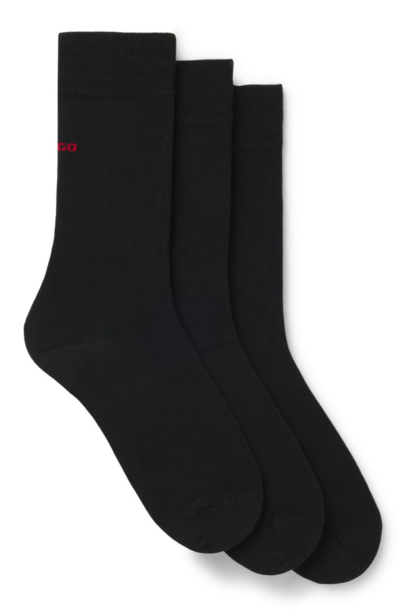 Balení tří ponožek standardní délky s logy - Black