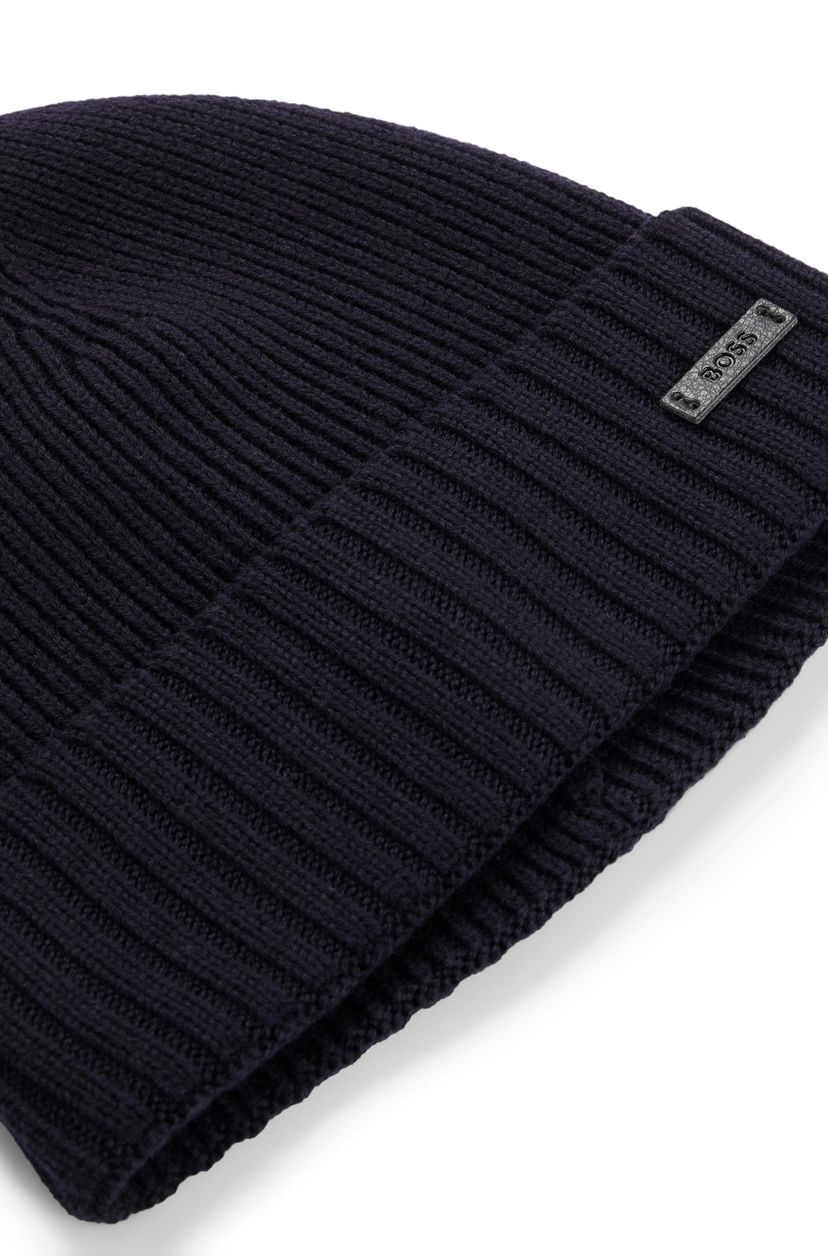 Čepice beanie z panenské vlny s logem - Dark Blue - galerie #3