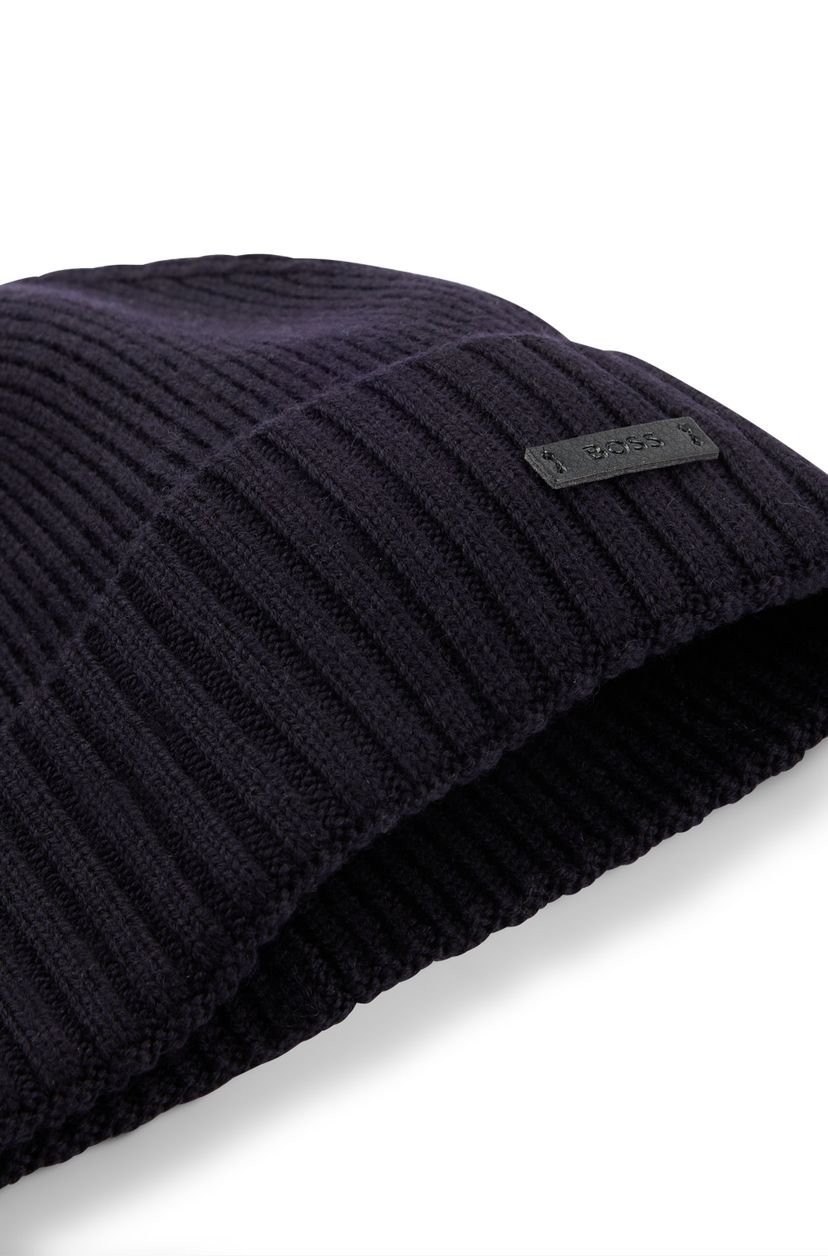 Čepice beanie z panenské vlny s logem - Dark Blue - galerie #1