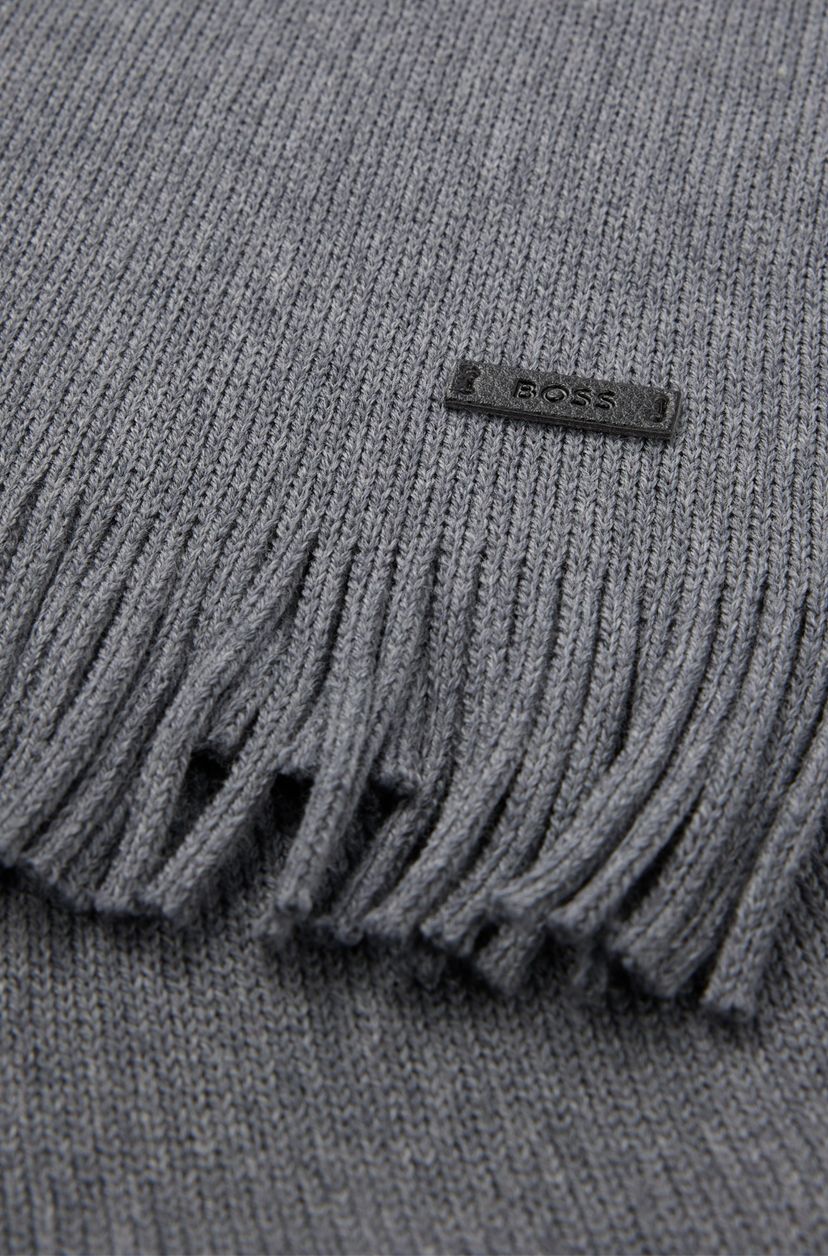 Rašlový pletený šátek z panenské vlny - Medium Grey - galerie #1