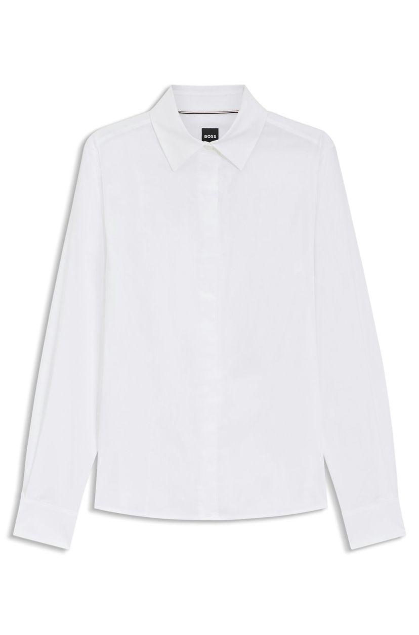 Halenka slim fit z bavlněné směsi - White