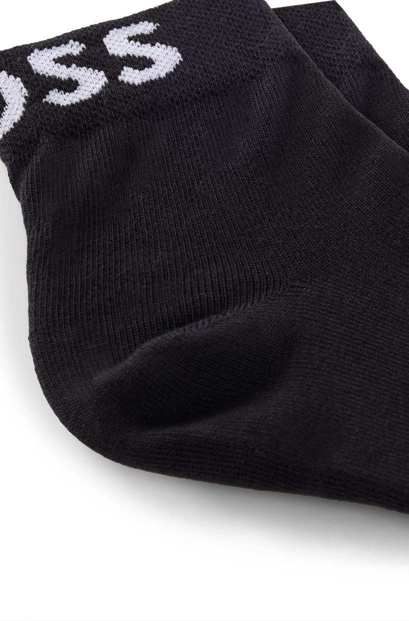 Dvojbalení čtvrtproužkových ponožek s kontrastními logy - Black - galerie #2