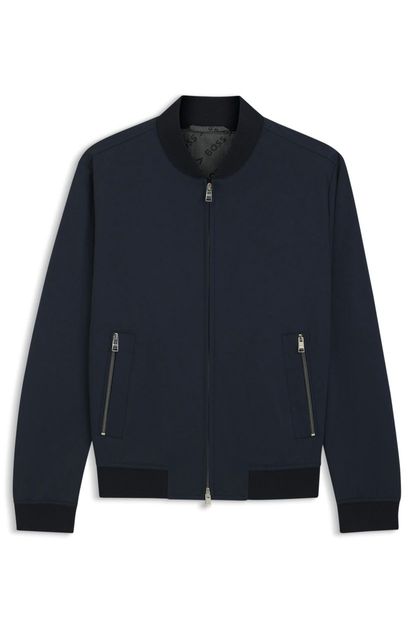 Bunda slim fit z funkčního strečového žerzeje - Dark Blue