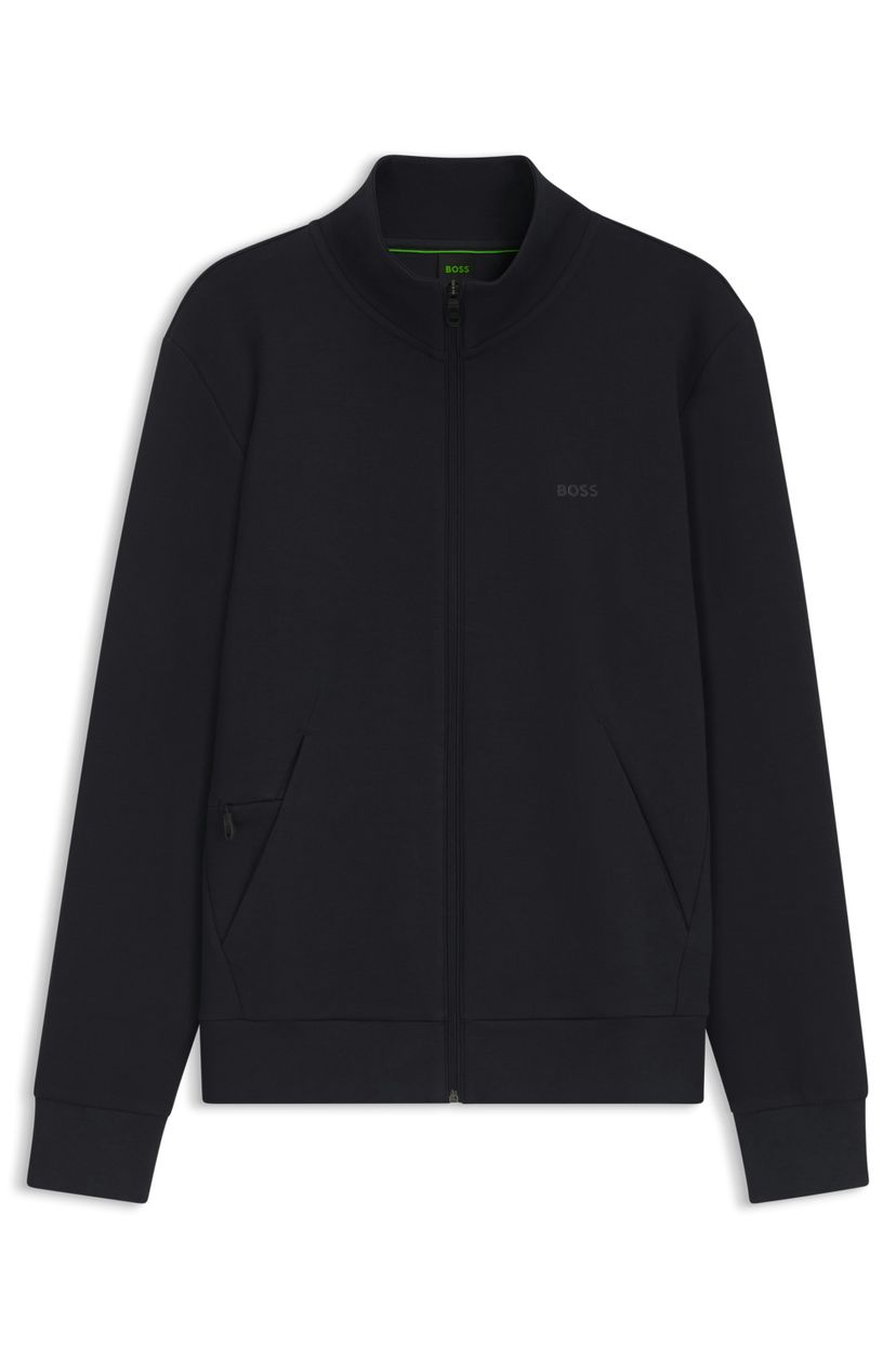 Mikina na zip ze strečové bavlny s potiskem loga - Dark Blue