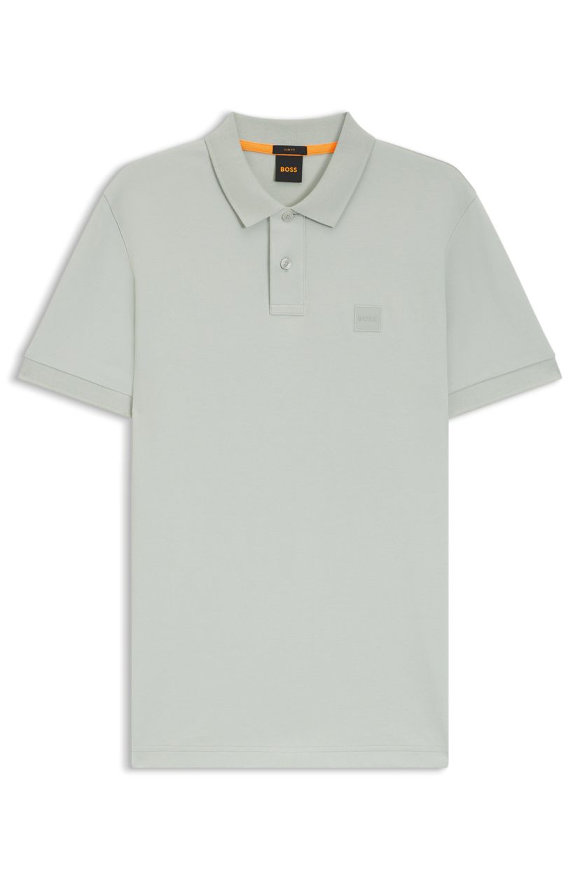 Polotričko slim fit ze strečové  bavlny s nášivkou s logem - Silver