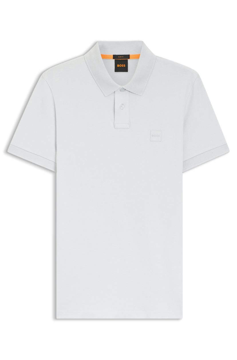 Polotričko slim fit ze strečové  bavlny s nášivkou s logem - Light/Pastel Grey