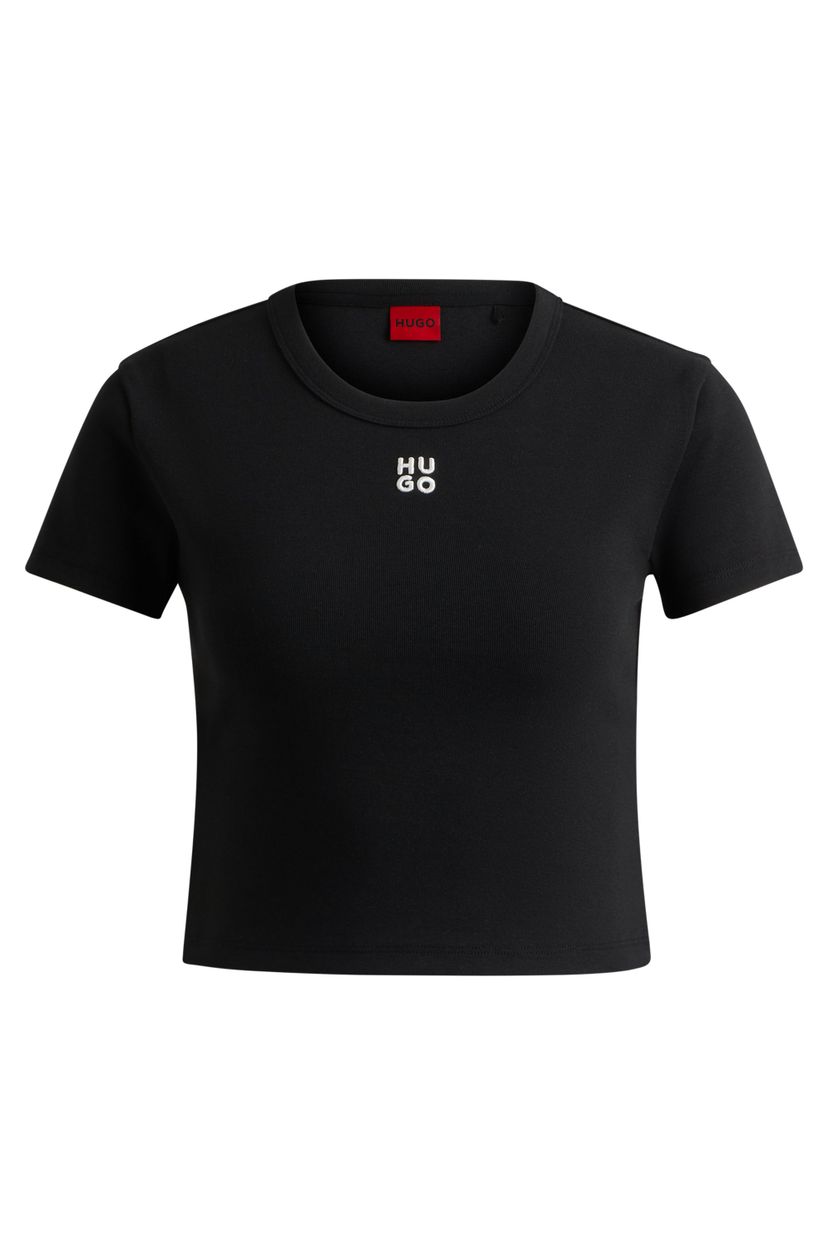 Tričko slim fit z bavlněné směsi s vyšívaným logem