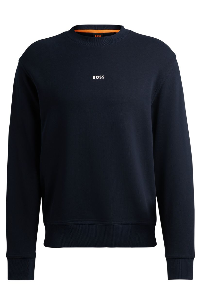 Mikina volného střihu z bavlněného froté s kontrastním logem - Dark Blue