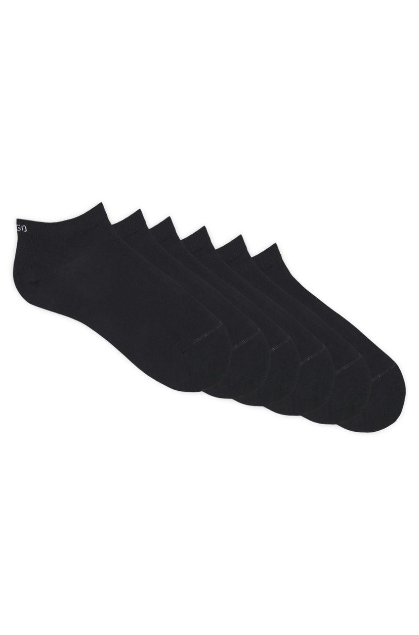Balení šesti kotníkových ponožek ze směsi bavlny s logy - Black