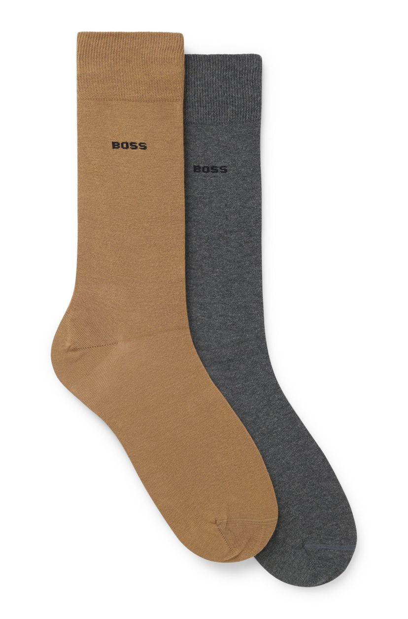 Dvojbalení business ponožek z měkké kompaktní bavlny - Medium Beige