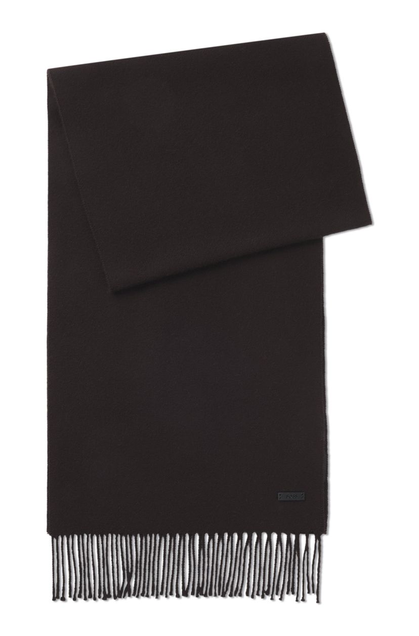 Italská vlněná šála s nášivkou s logem - Dark Brown
