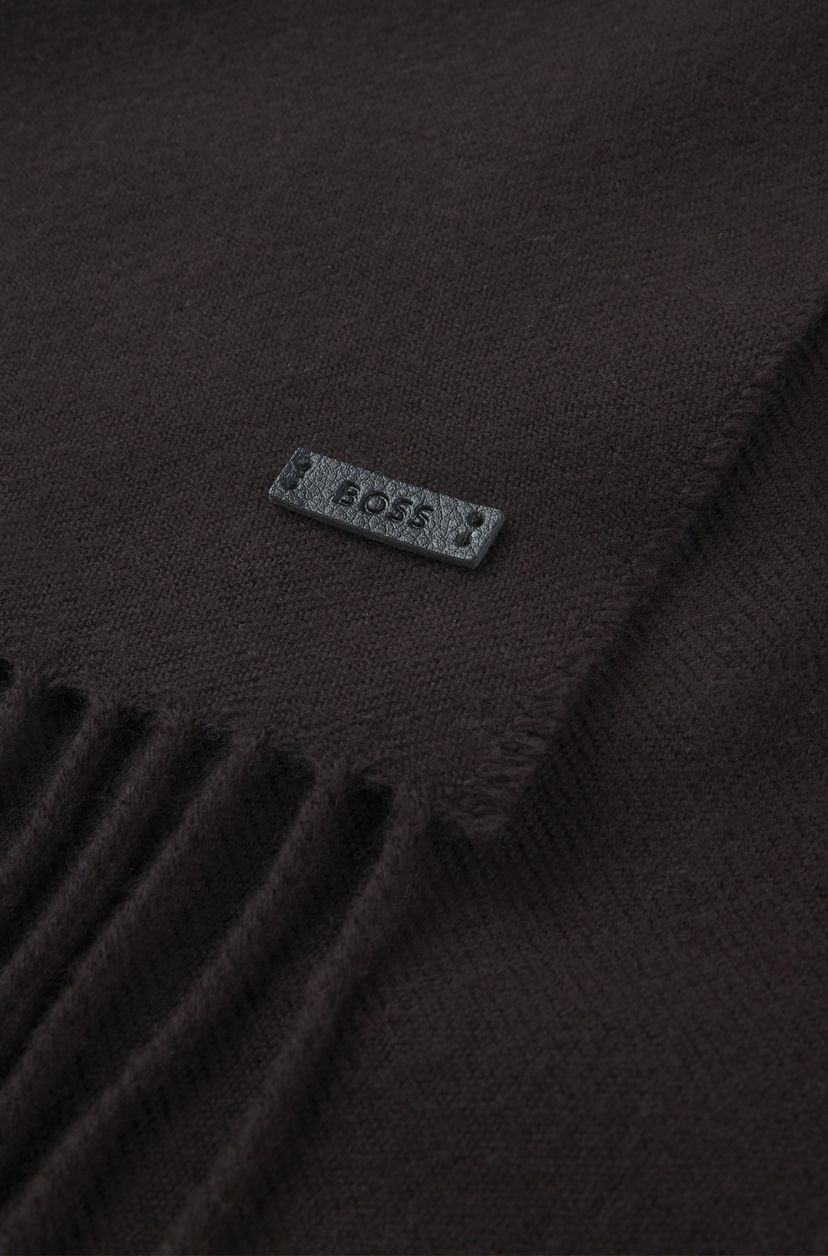 Italská vlněná šála s nášivkou s logem - Dark Brown - galerie #1