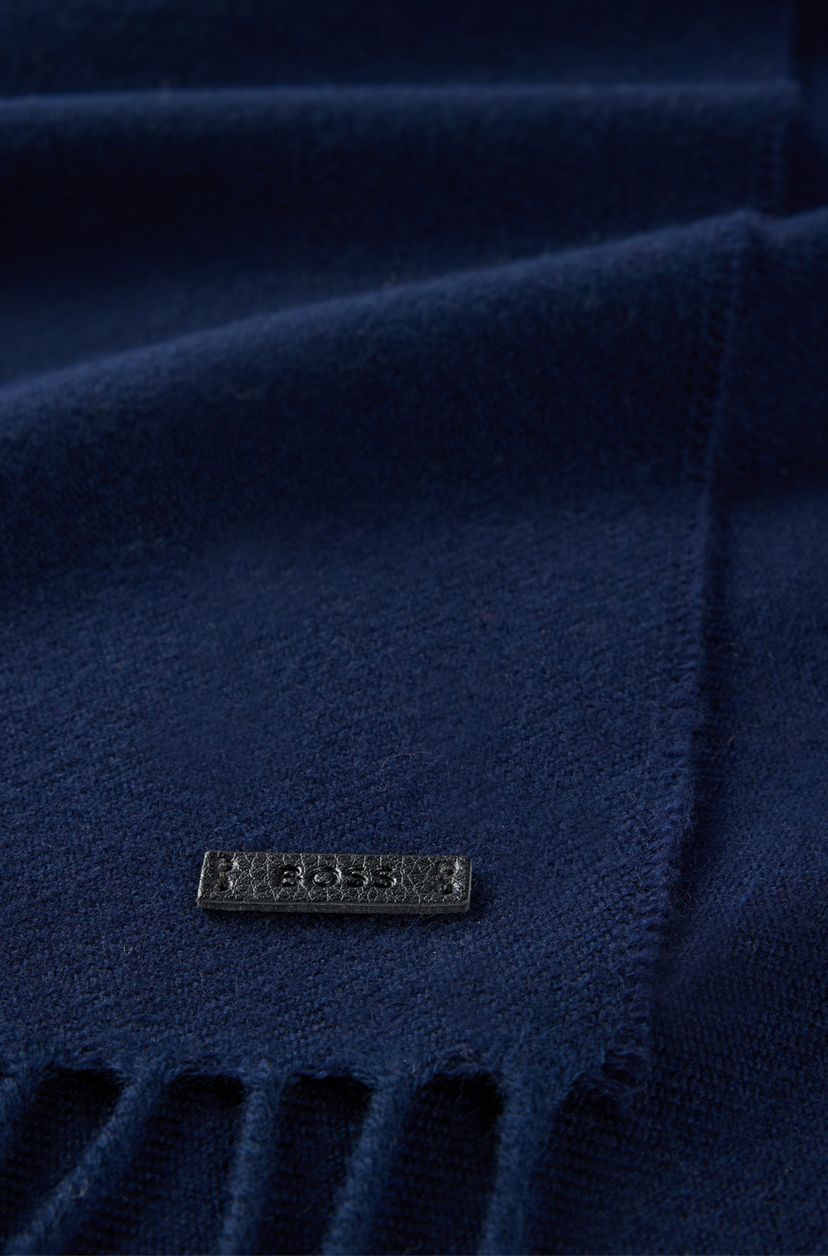Italská vlněná šála s nášivkou s logem - Dark Blue - galerie #1
