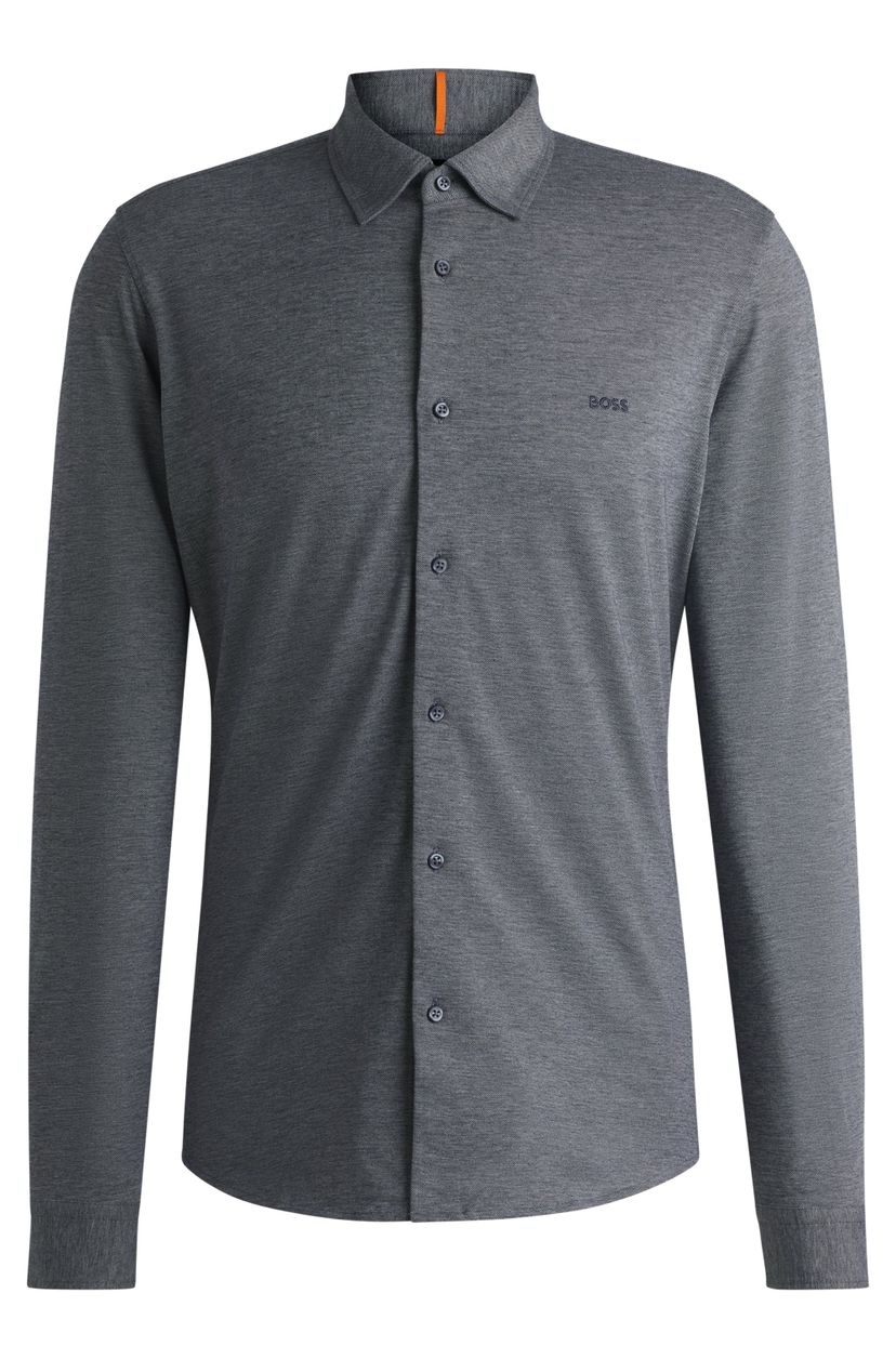 Košile slim fit z melanžového bavlněného žerzeje - Dark Blue