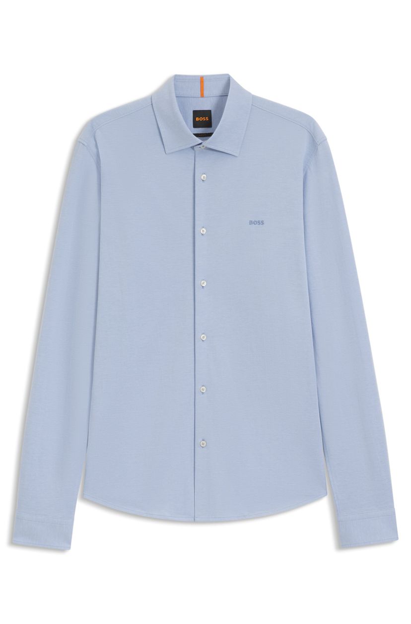 Košile slim fit z melanžového bavlněného žerzeje - Open Blue