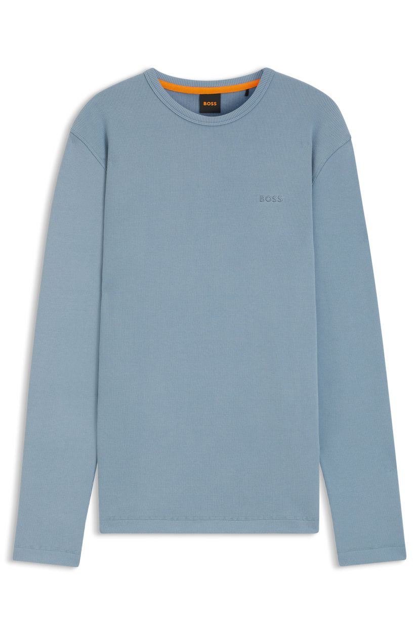 Tričko z bavlněné směsi s vaflovou strukturou - Light/Pastel Blue
