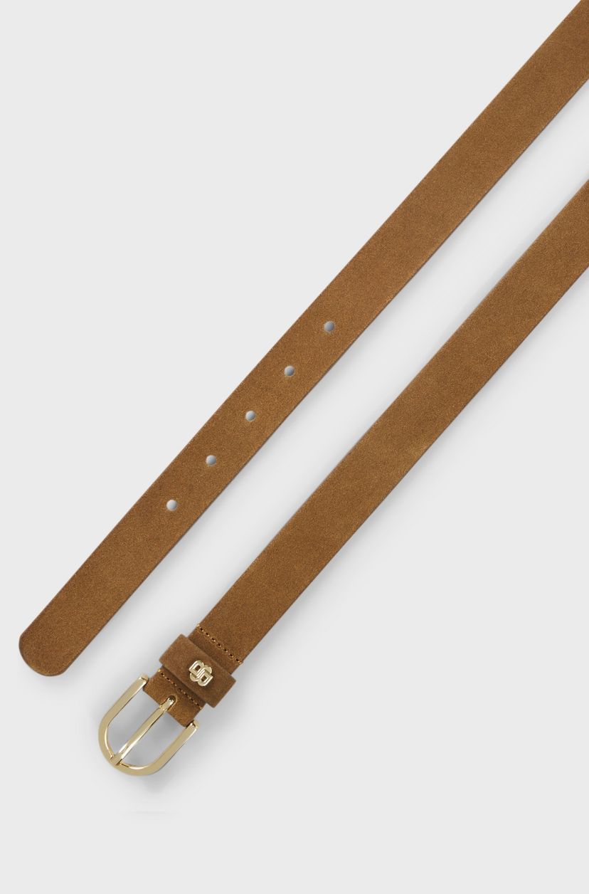 Semišový pásek s monogramem Double B - Medium Brown - galerie #1