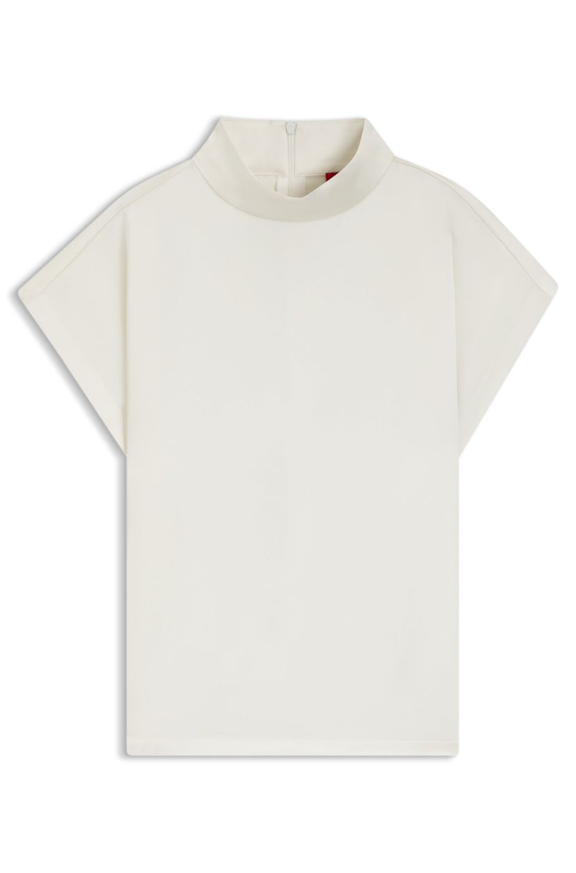 Mock-neck top in fluent satin - Natural