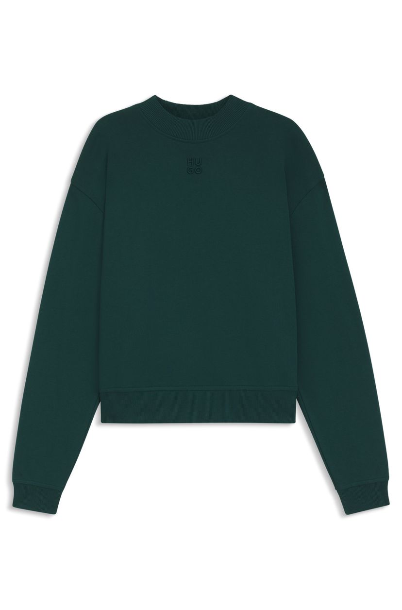 Mikina z bavlněného froté s výšivkou loga - Dark Green