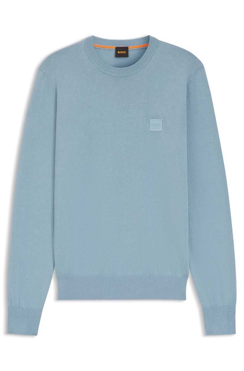 Pletený svetr z bavlny a kašmíru s logem - Light/Pastel Blue