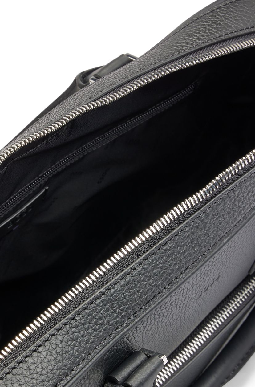 Pouzdro na dokumenty z rýhované kůže s reliéfním logem - Black - galerie #1