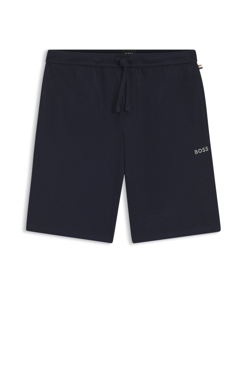 Pyžamové šortky z bavlněné směsi s vyšívaným logem - Dark Blue