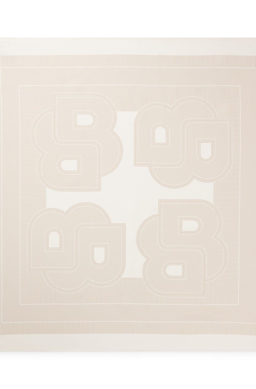Italský šátek z potištěného hedvábného kepru - Light Beige
