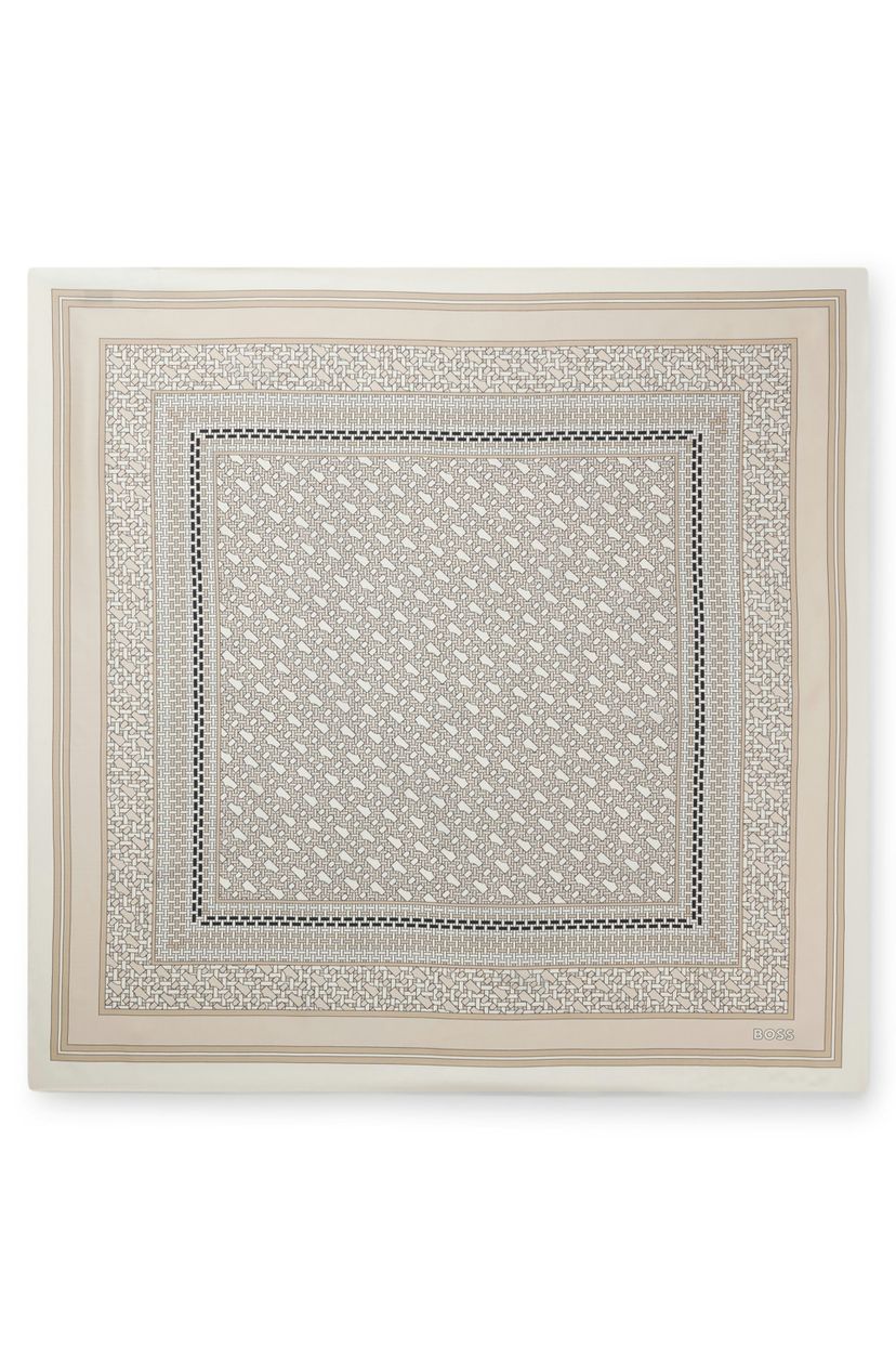 Italský šátek z potištěného hedvábného kepru - Light Beige