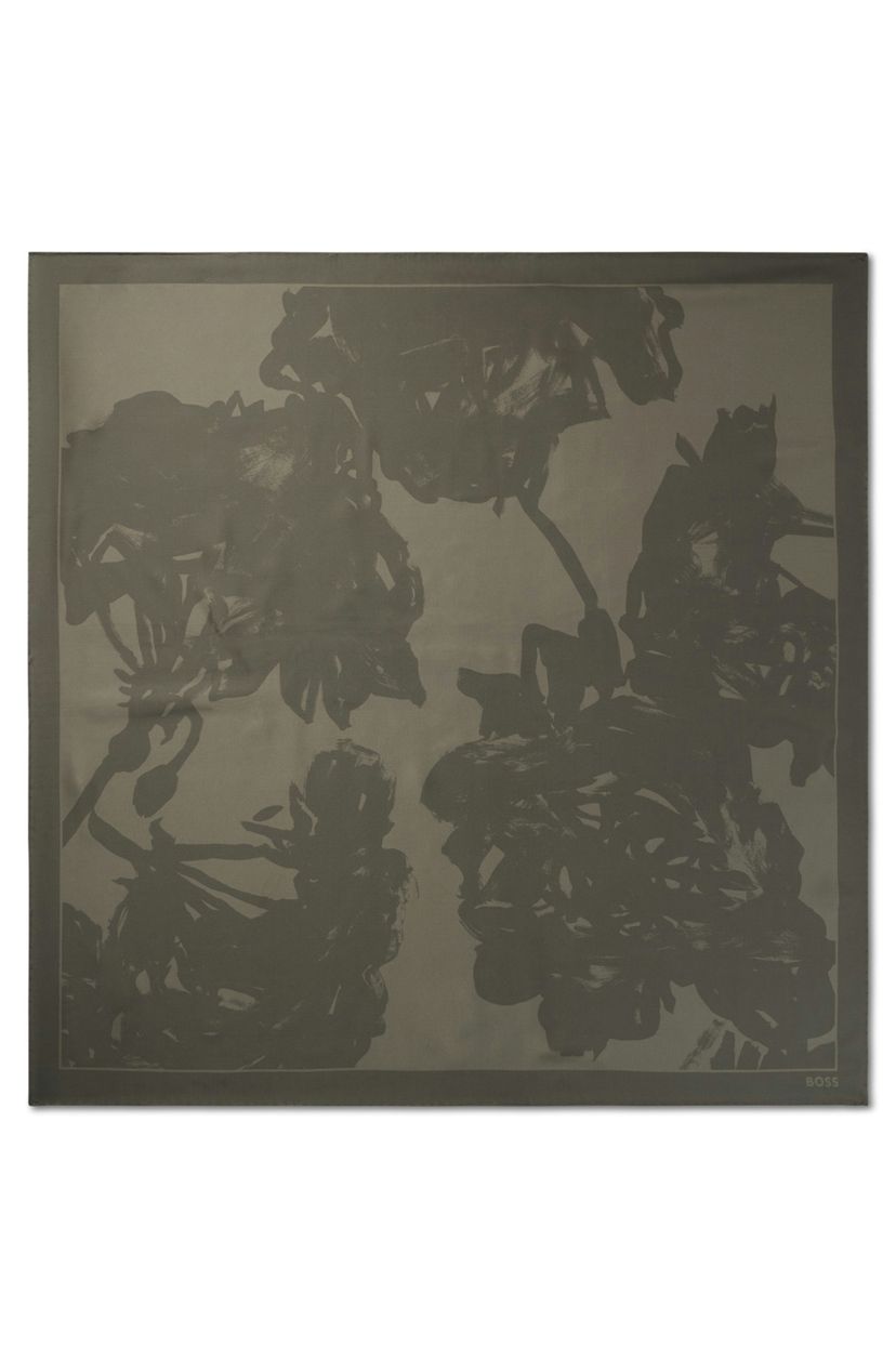 Italský šátek z potištěného hedvábného kepru - Dark Green